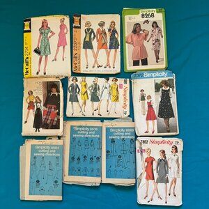 Lot of 10 Vintage 60s 70s Sewing Patterns Size 10 Bust 32.5